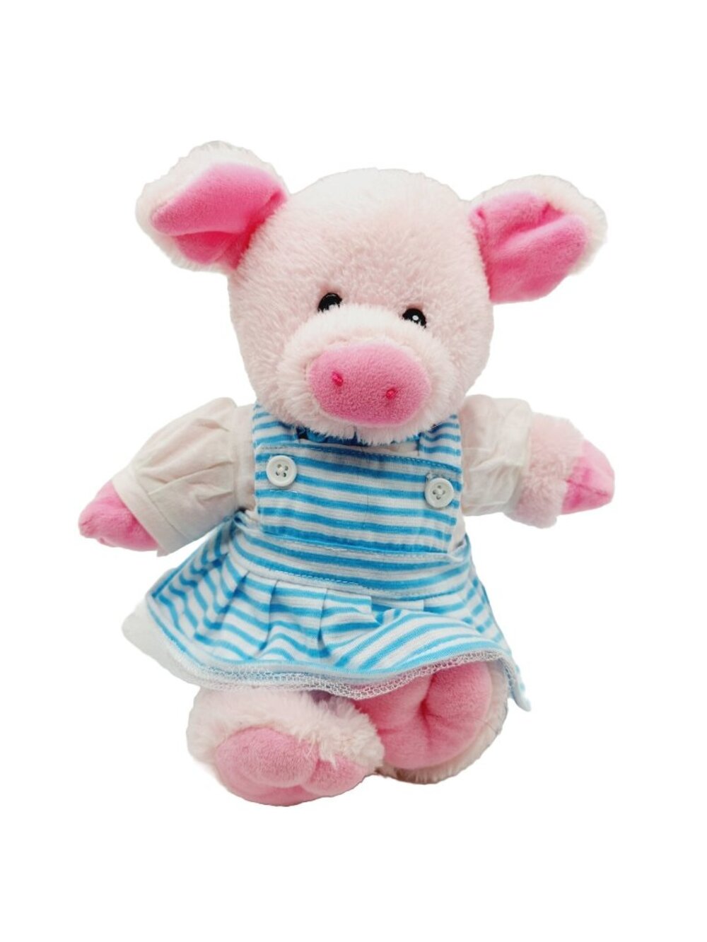 Teddy Mountain Pig Plush In Blue White Dress Stuffed Animal 8"